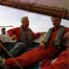 Hannes (Johann Untenberger), Keule (Manfred Heidenreich) und Gerd (Gerhard) Schulz beim Langtörn 70er